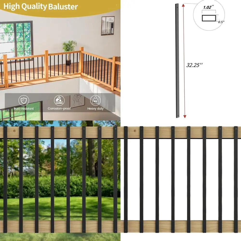 

32.25 Deck Balusters, 30-Pack, Metal Spindles Kit for Decks, Porches, Staircases, Outdoor Balustrades