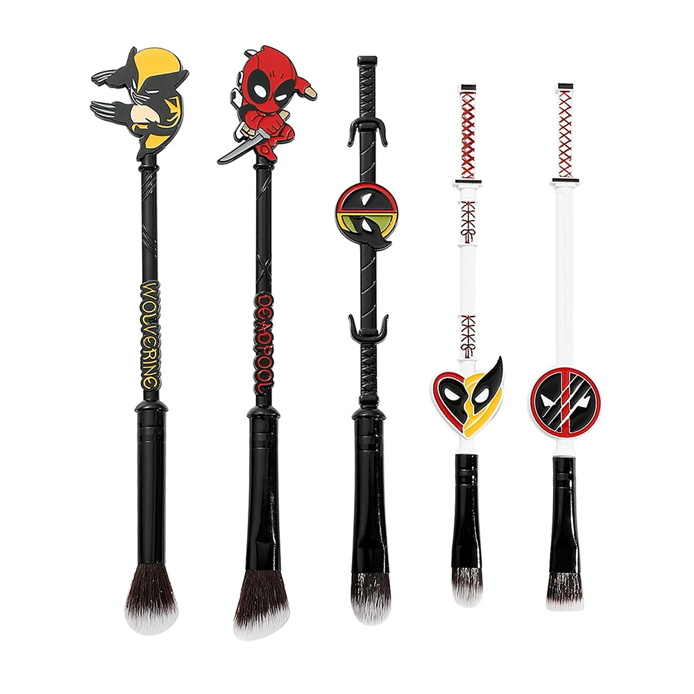 5pcs/set Makeup Brush Deadpool Wolverine Deadpool Makeup Brush Set Brush Soft Fiber Eye Shadow Brush Movie Peripheral Gift