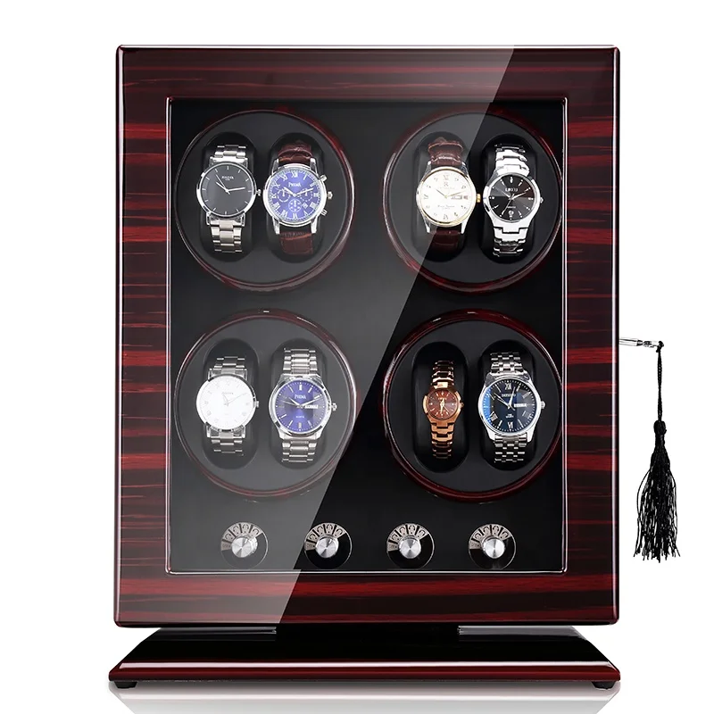 

8 Slots Watch Winders Standing Adopting German Technology With LED LOCK Exquisite PULeather Watch Storage Display Organizer Case