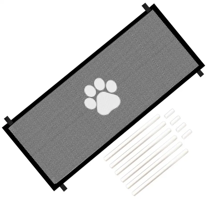 Mesh Dog Gate Retractable Pet Barrier Wide Pet Gate Folding Fence Net For Stairs Doorways Halls Kitchen