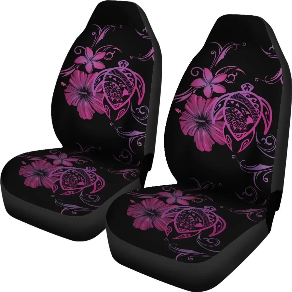 Hawaii Turtle Hibiscus Poly Pink Seat Cover Car Seat Covers Set 2 Pc, Car Accessories Car Mats