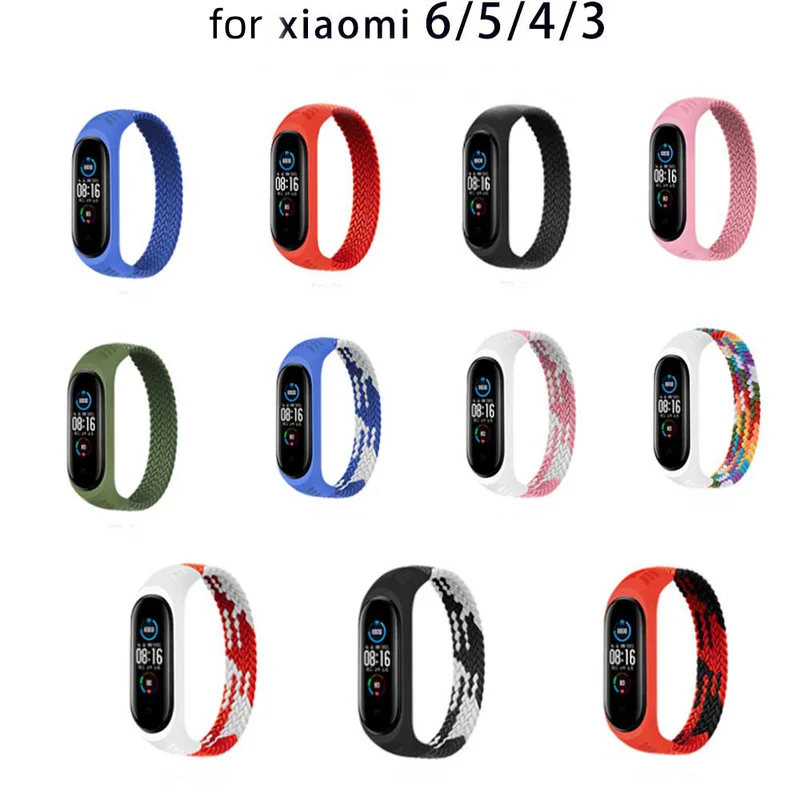 Эластичный нейлоновый плетеный браслет для Xiaomi Mi Band 7 6 5 4 3, ремешок для соло, тканевый сменный ремешок для Mi Band 6 5 4