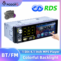 Podofo 1 DIN 4.1'' Car Radio Universal BT FM/AM/RDS Bluetooth Steering Wheel Control Multimedia Player USB/TF LCD Touch Screen