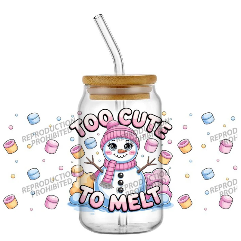 

Popular Christmas Decoration 16oz Libbey UV DTF Cup Wrap Transfer Custom Label DIY Logo Self adhesive Mug Decal Sticker