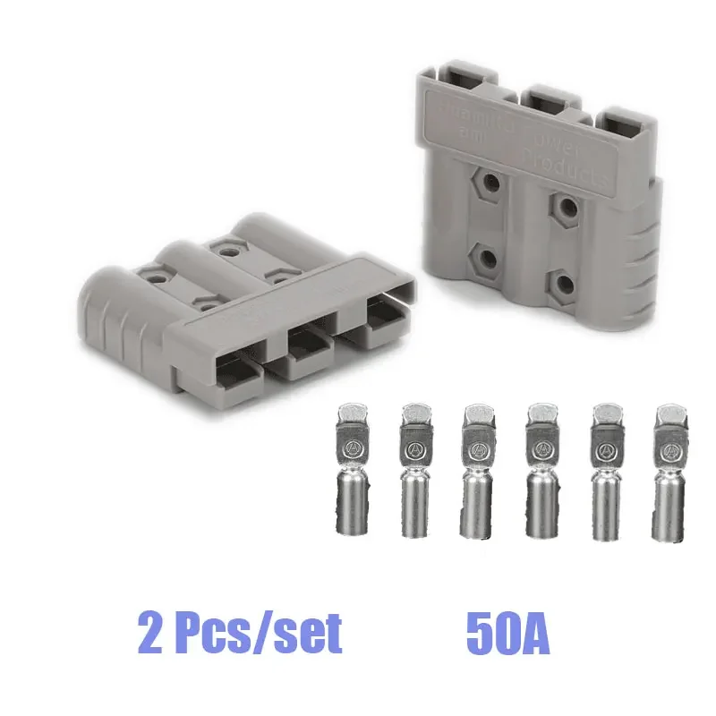 2 Pcs Three-Pole Plug Forklift Battery Charging Power Connector Battery Connector 50A Plug For Anderson Plug