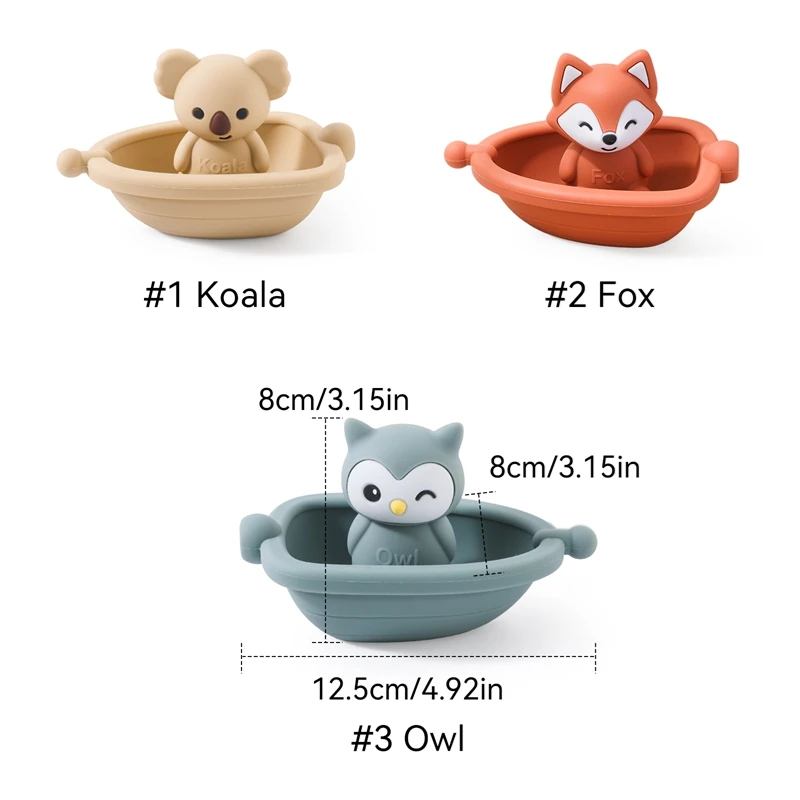 BPA-Free Kids Bathroom Stackable Floating Boat Bath Toy Teething Toy Suitable for Infants and Toddlers Animal Finger Puppet Toy