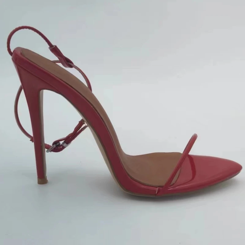 مثير أحذية الصيف الصنادل للنساء حجم كبير 45 عالية الكعب الوجه يتخبط الأشرطة الضيقة حفل زفاف أحذية الرقص أحذية نسائية #5