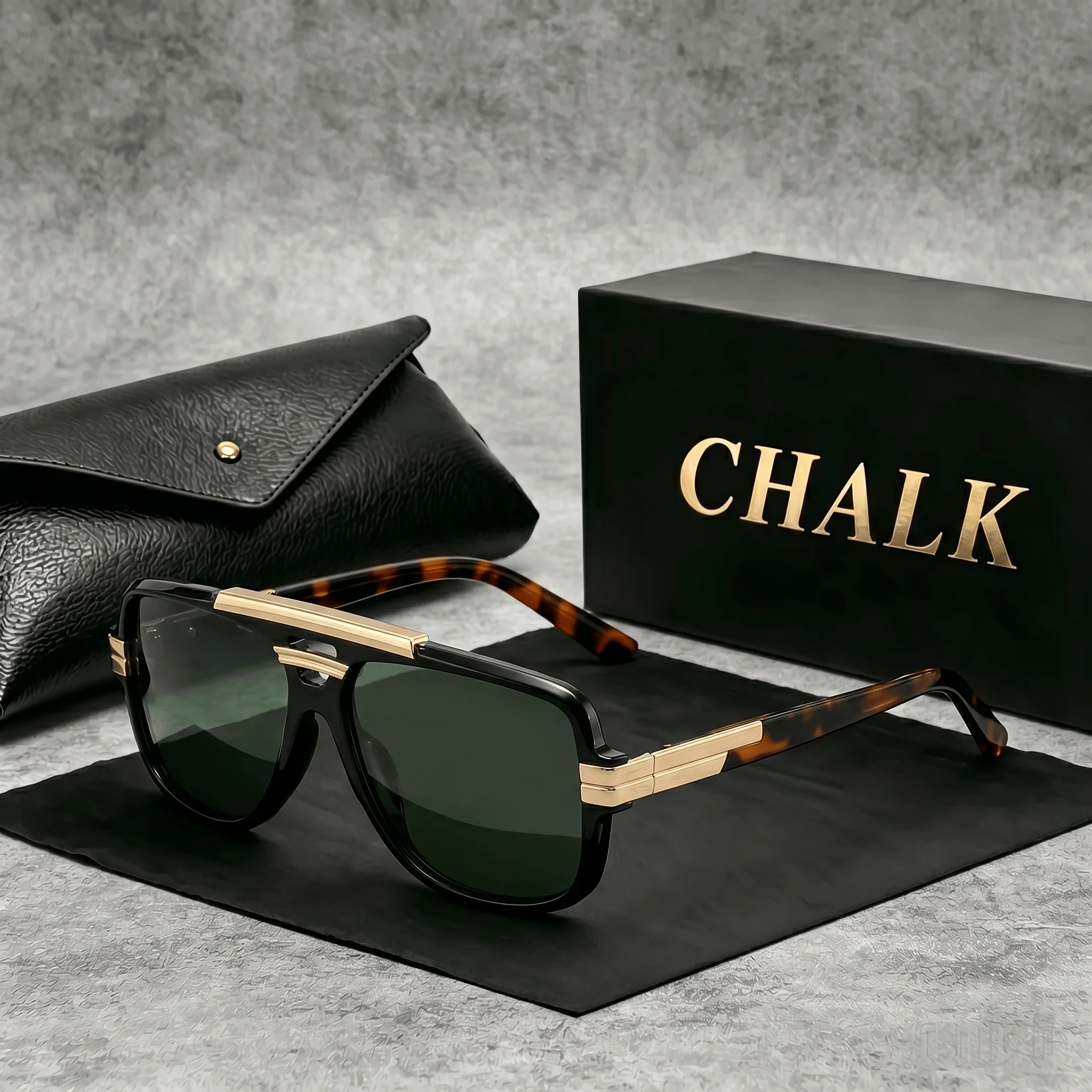 

CHALK New fashionable pilot square frame vintage square sunglasses fashionable men's glasses metal sunglasses