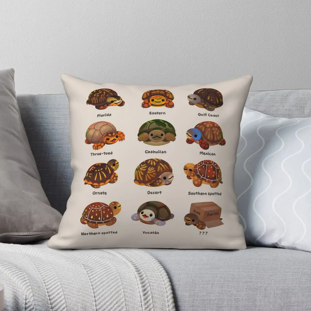 Box Turtle Terrapene Square Pillowcase Polyester Linen Velvet Printed Zip Decor Throw Pillow Case Sofa Seater Cushion Cover