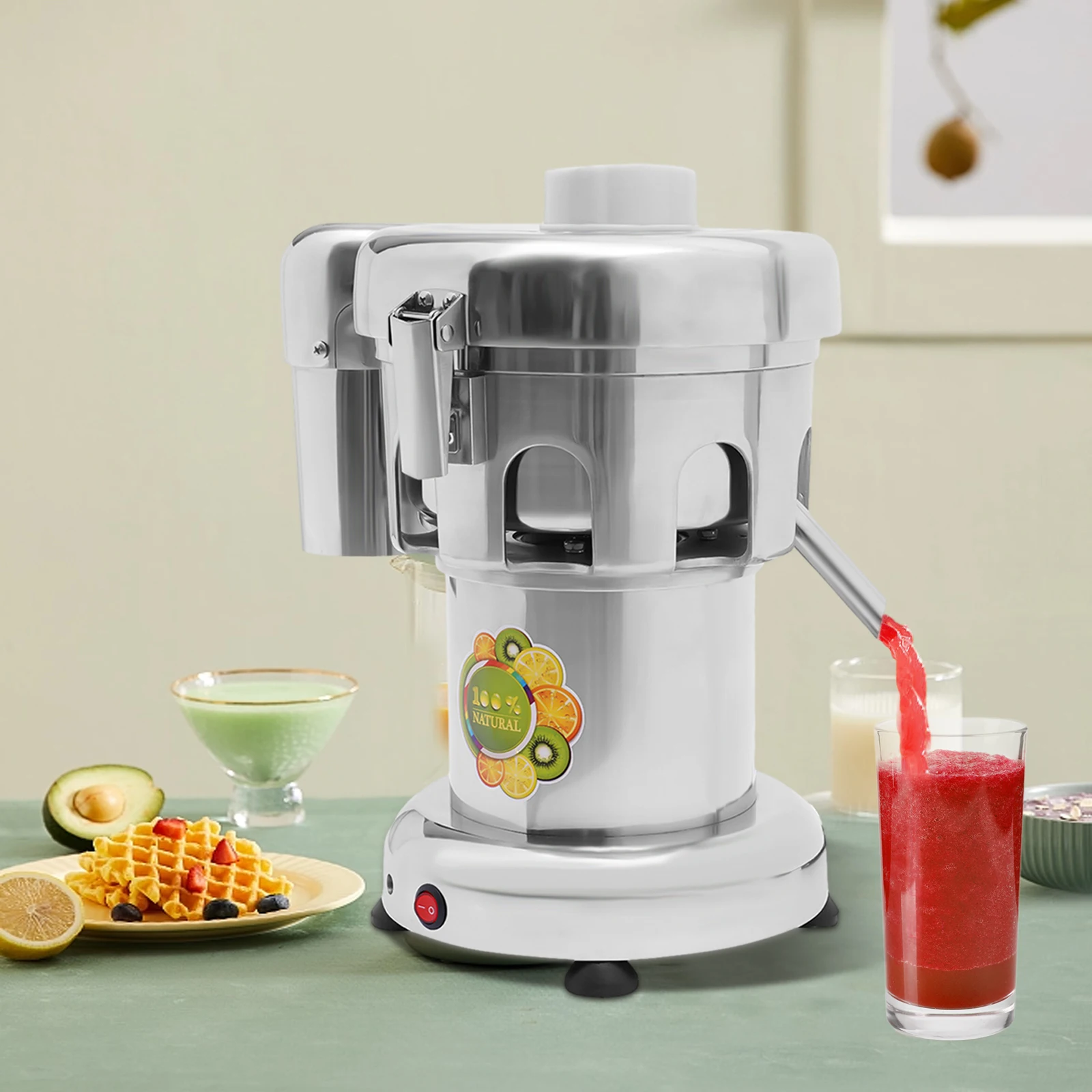 

370W 2800RPM Speed Pure Copper Motor Slag-juice Separating Juicer with Push Rod and Extended Juice Outlet for Families, Hotels