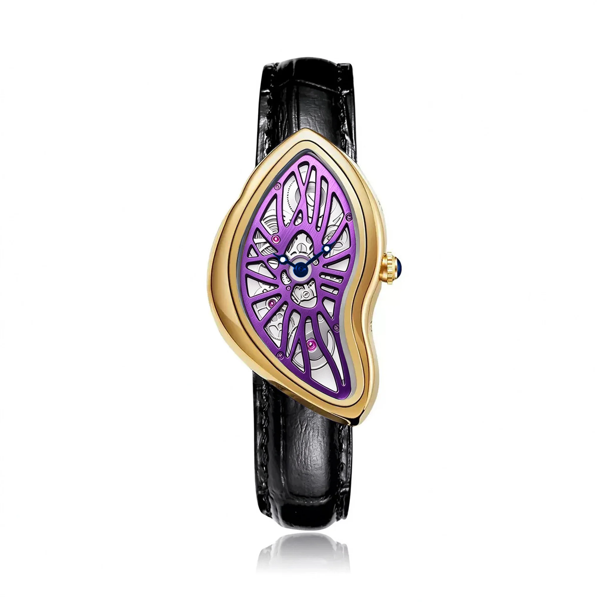 Twisted Irregular Vintage Quartz Watch for Men with Waterproof Leather Strap and Pin Buckle Fashion Wristwatch