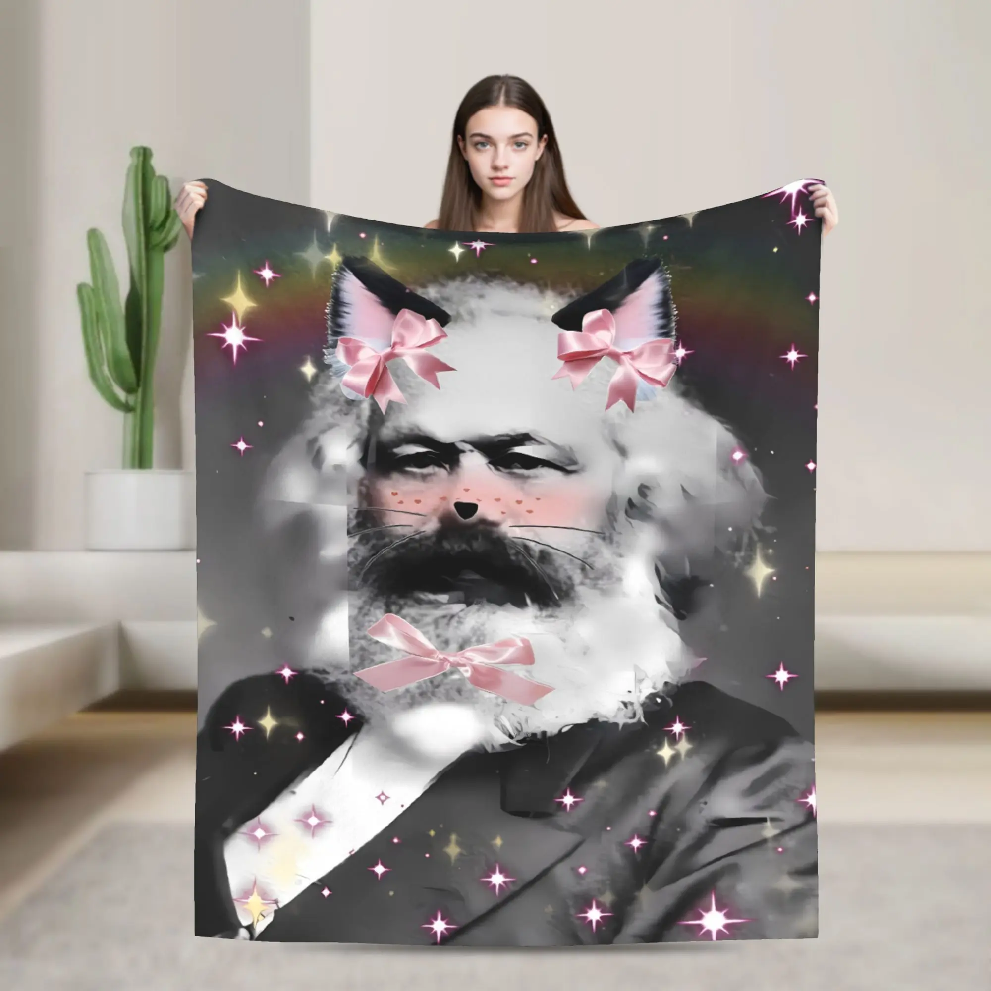 Super warme Decken Camping Karl Marx Engels und Lenin Überwurfdecke Flanell Tagesdecke für Couch Bett Grafik Sofa Bettbezug
