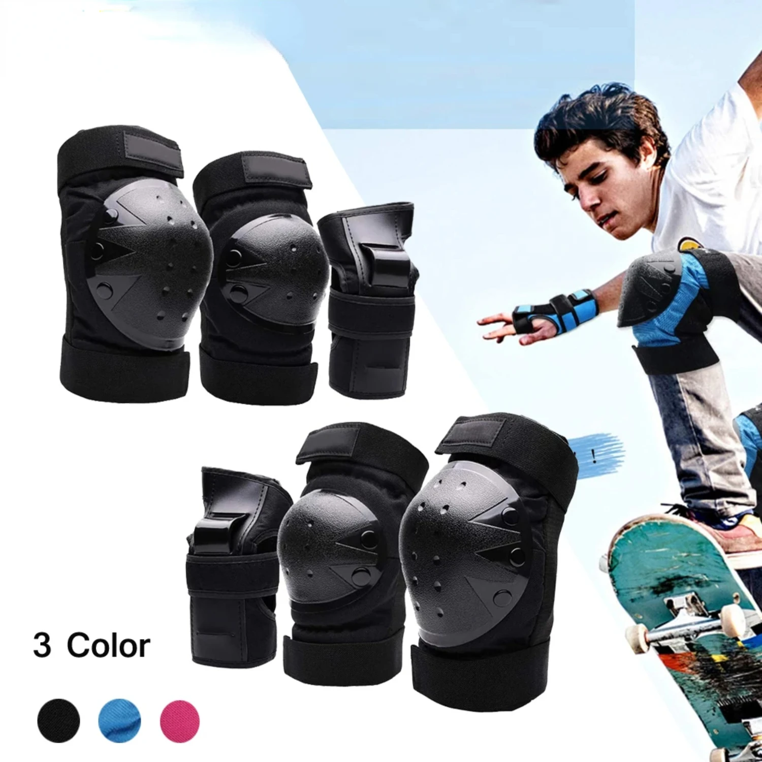 New Durable, Adjustable, and Comfortable Protective Gear for Adults - Set of 6 Pcs for Real Protection - Ideal for Skateboarding