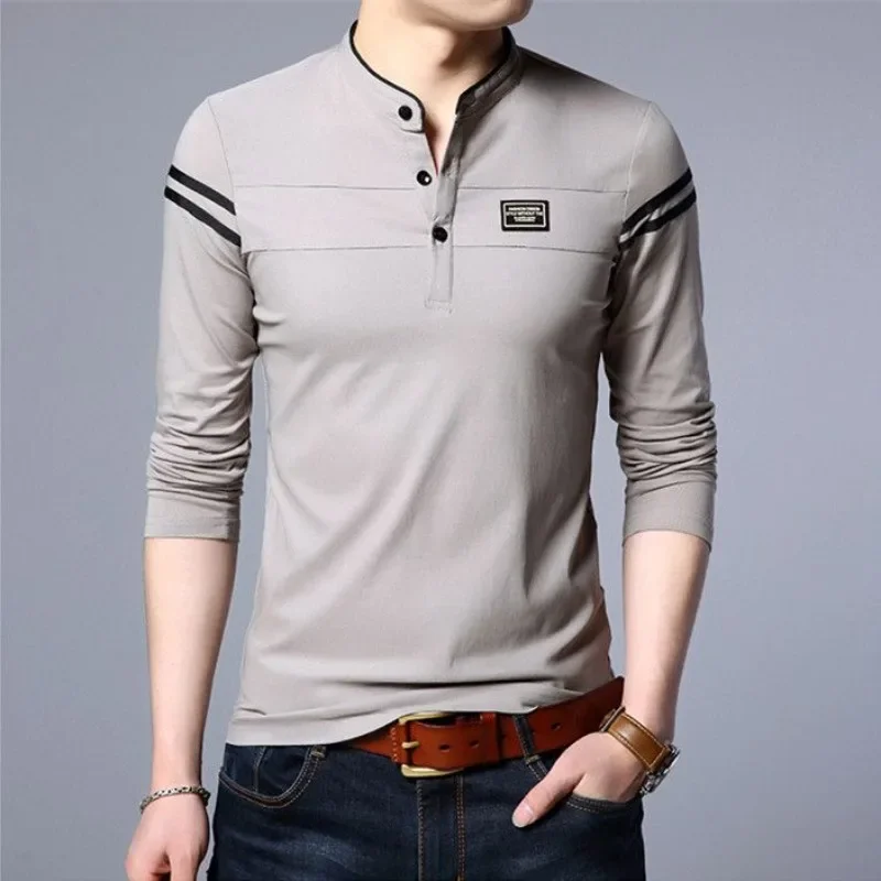 Polo de manga larga Unicolor para hombre, jersey liso de alta calidad, ropa barata, talla Xxl, S, Y2k, novedad