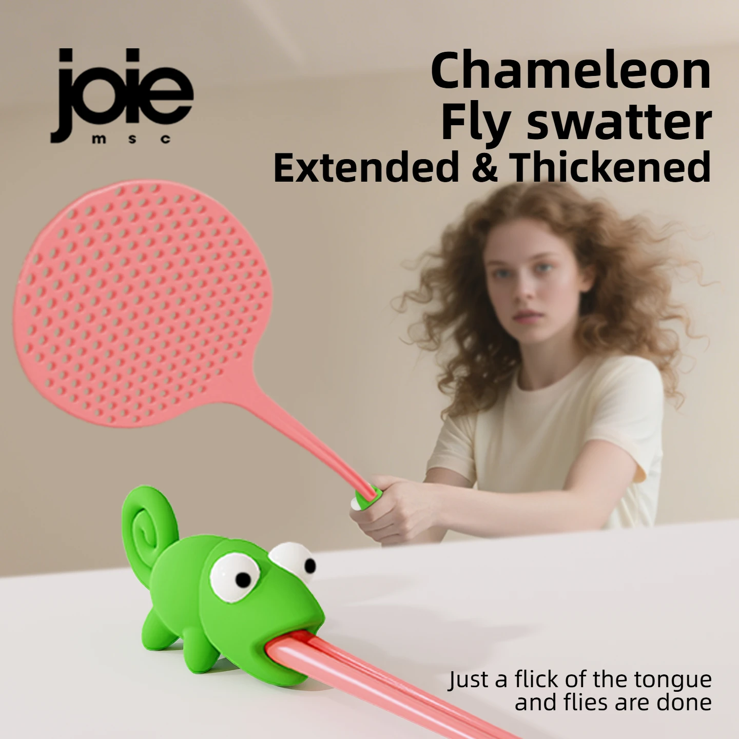 Joie Chameleon Fly Swatter Durable Mesh Plastic Long Handle Mosquito Killer Multi-function Household Summer Mosquito Swatter