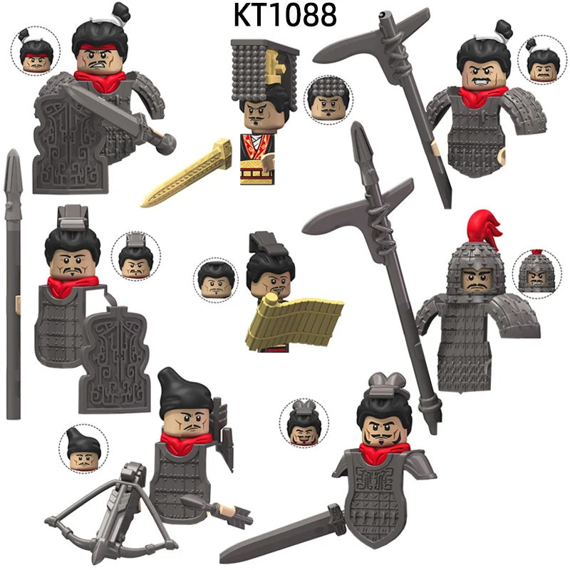 The Ancient Elite Heavy Armor Dagger Soldier Sergeant General Crossbowman Civil Official Emperor Qin Model Blocks Bricks KT1088