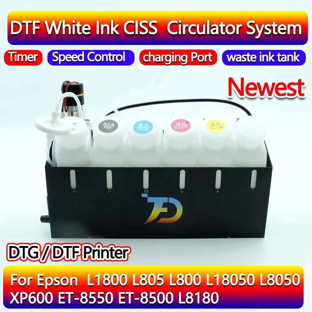 Imagem -03 - Dtf Modificado Tanque de Tinta Branca Agitar Sistema de Circulação Ciss para Epson L1800 L800 L18050 L8050 Xp600 Kit de Circulação Et8550 Et8550