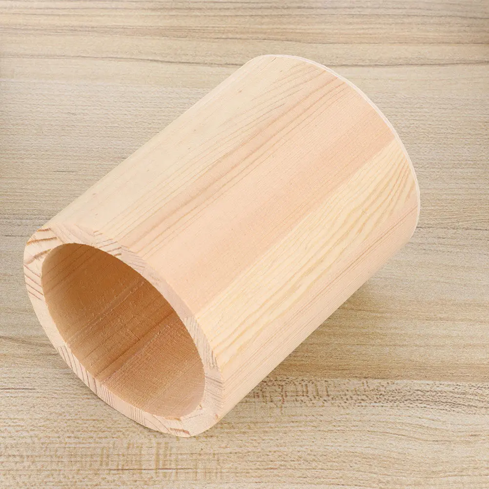 Unfinished Wood Pen Holder Blank Pencil Cup Desktop Pen Organizer for Office Desk Home Use DIY Painting Project Stylish Neat