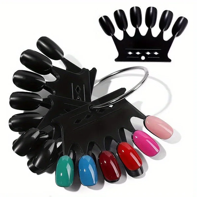 Nail Art Display False Nail Tips Crown Fake Nails Polish Clear Nature Color Card Acrylic Practice Chart Palette Art Ring