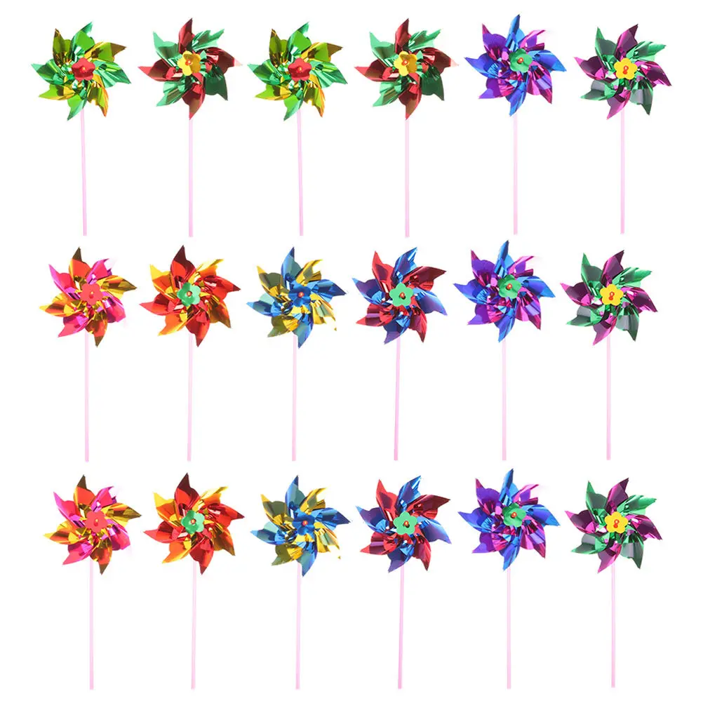 20Pcs Decorative Pinwheel Windmill Set Plastic DIY Outdoor Landscape Decor for Garden Yard Lawn Home Preschool Plaything Bright