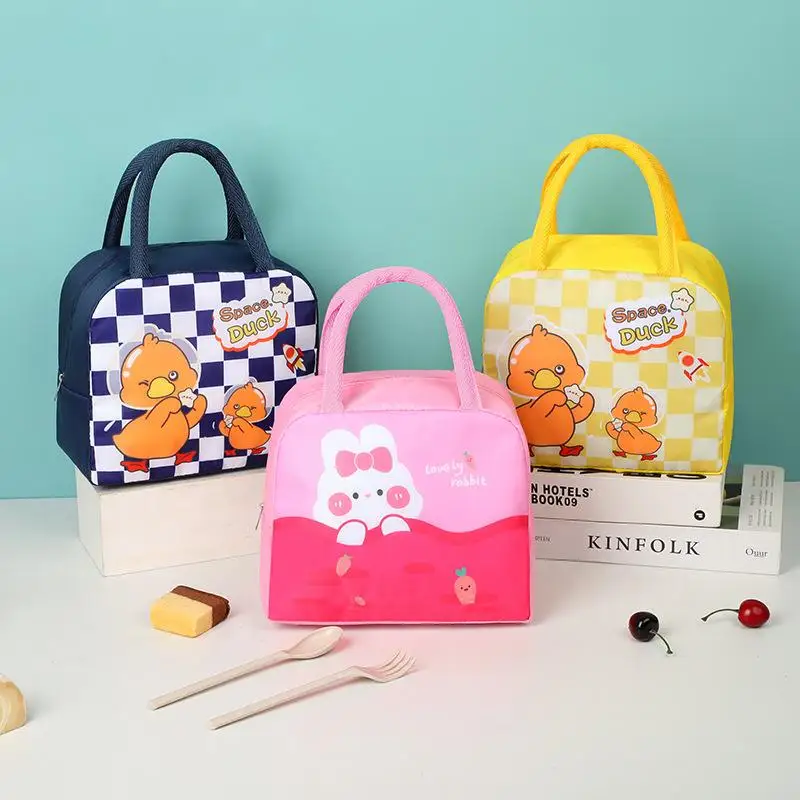 Saco de almoço da folha de alumínio dos desenhos animados, Isolamento animal Bento Bag, Saco de arroz, Bolsa para estudante, Bonito