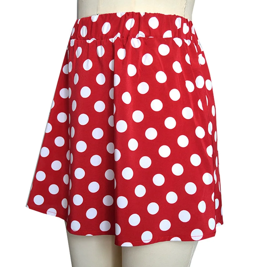 Women Ladies Mini Girl Short Skirts Clothes Clothing Casual Polka Dot Leisure Print Red White Black Skirts Tutu Sundress