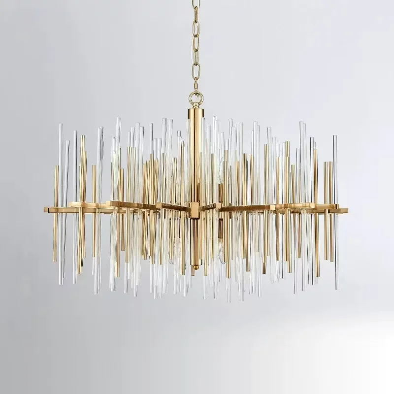 American Modern Led Strip Crystal Chandelier Luxury Pendant Lamp For Living Dining Room Home Decor Luxurious Indoor Lighting
