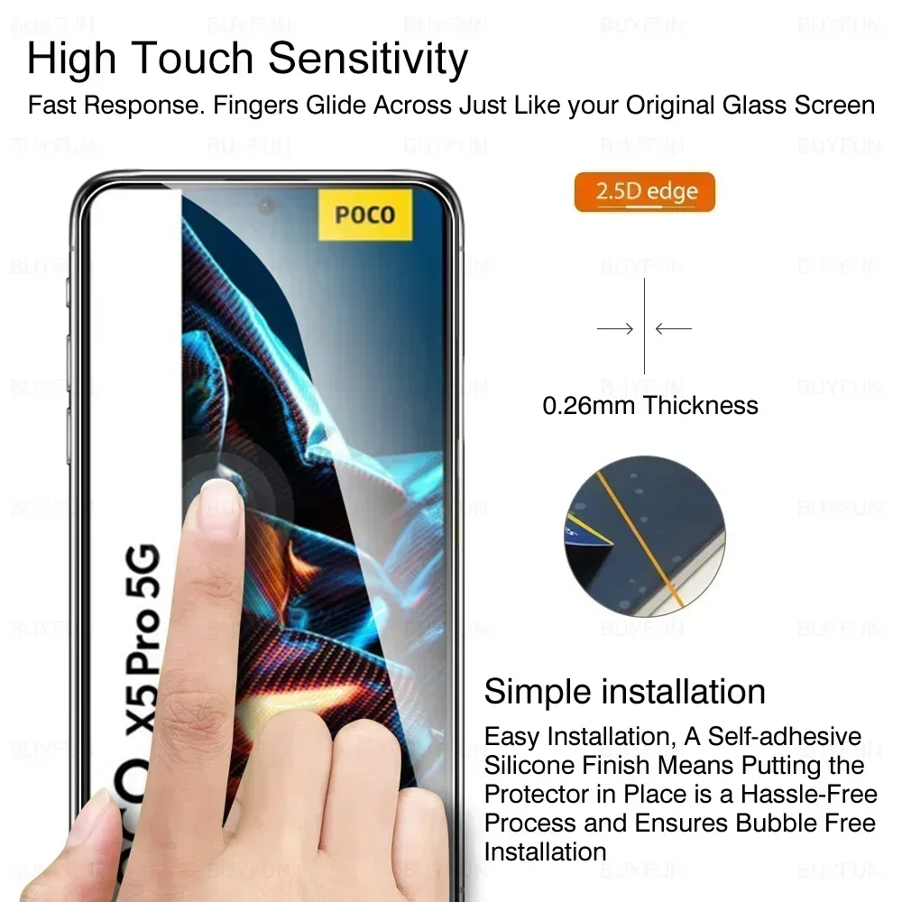 กระจกนิรภัยสำหรับ X6 X5 Xiaomi poco Pro กระจก8To1 X5Pro เล็กๆ pocco poko X6Pro X 5 6 PocoX6 PocoX5 5G ตัวป้องกันหน้าจอกล้อง5g