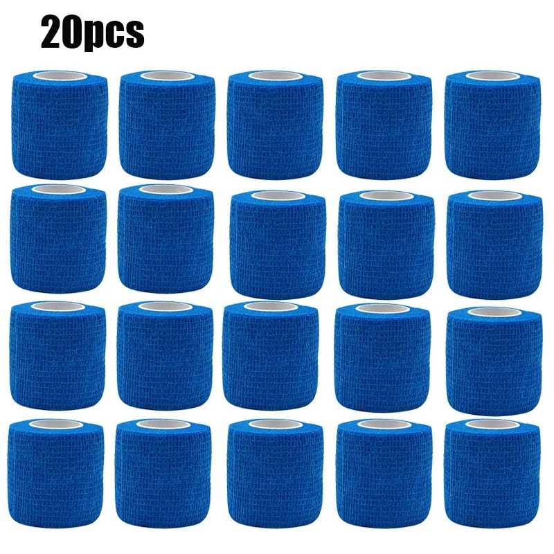 1/6/12/20pcs Sports Adhesive Bandage Blue Elastic Breathable Non-woven Wrap Finger Tape For Wrist Ankle First Aid Sports Bandage