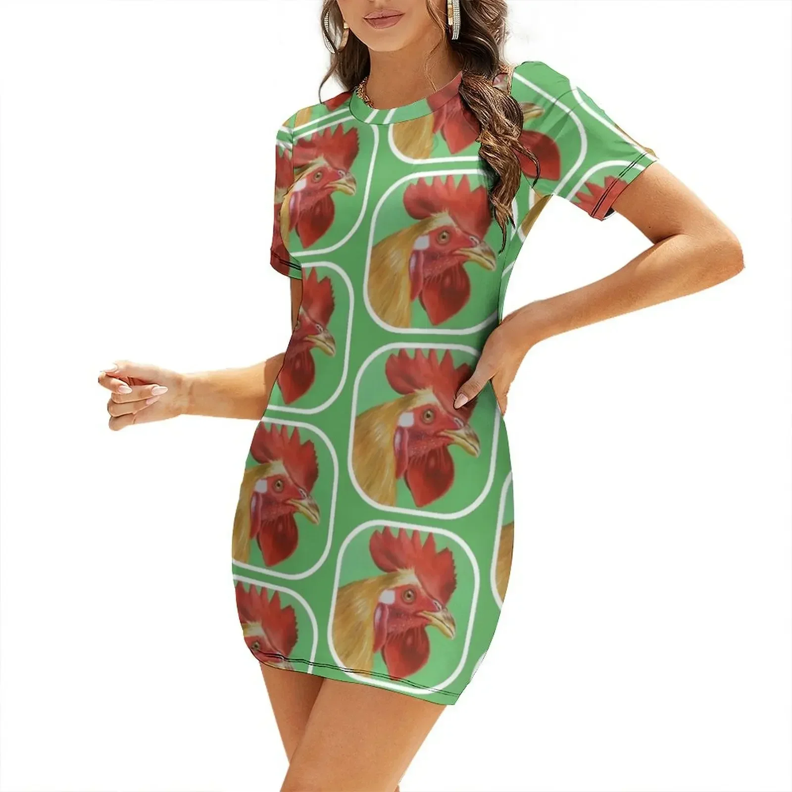

Rooster Short-Sleeved Dress women's clothing trend 2026 summer dress womens 2026 evening dress women Dresses for wedding party