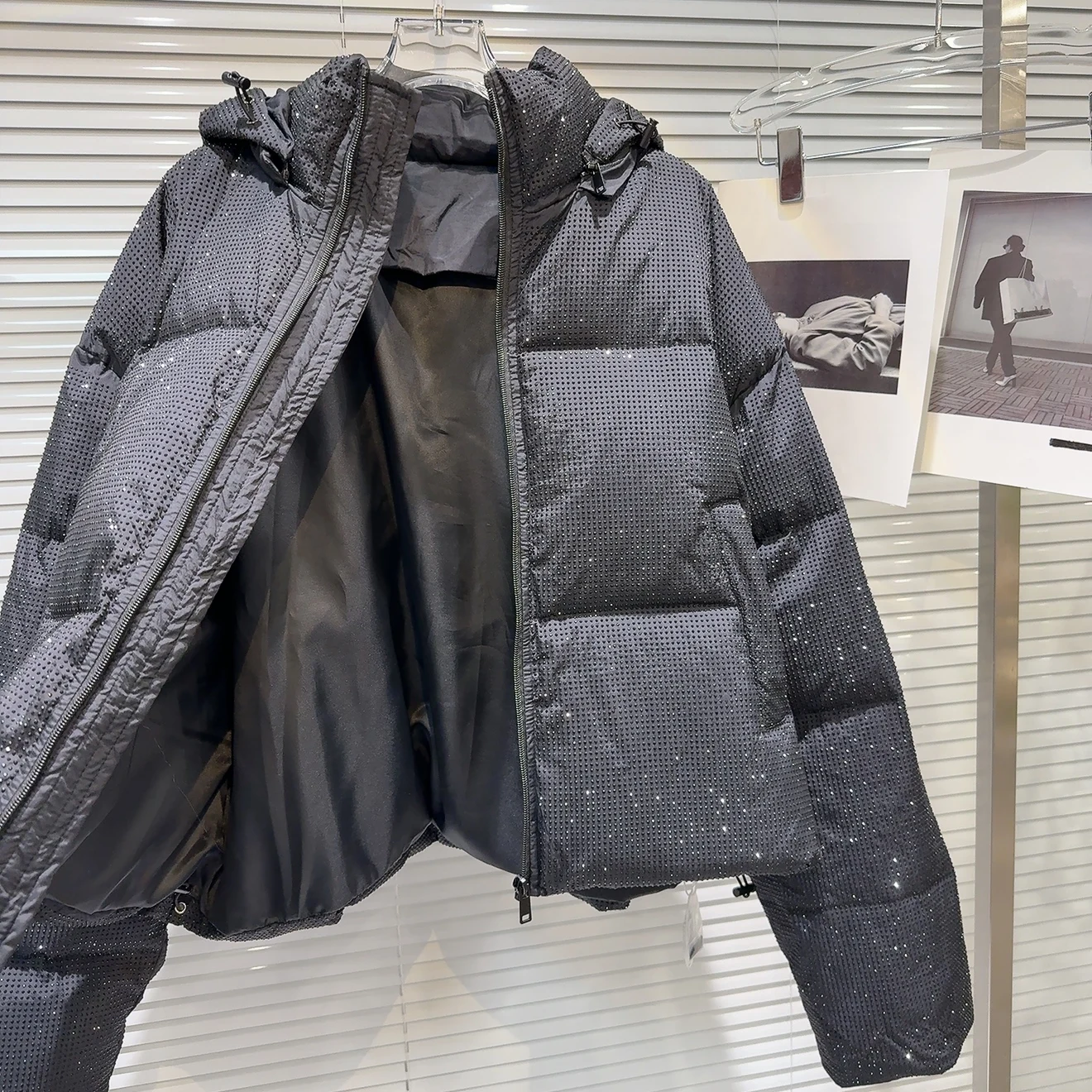 الشتاء قصيرة الماس مقنعين القطن أسفل سترة الإناث سستة الرباط الدافئة باركر أبلى المرأة الأبيض بطة أسفل سترات فضفاضة #6