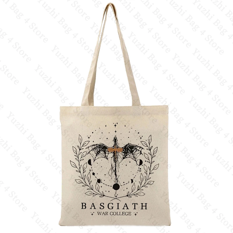 Basgiath War College Pattern Canvas Tote Bags Best Gift for Bookish Women Shopping Bag for Novel Lover Fourth Wing Shoulder Bag