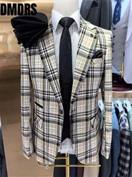 Élégant ensemble de blazers imbibés pour hommes, pantalon de glaçure, plaid classique imbibé, beau mariage, fête d'hôte, réunion de bureau formelle