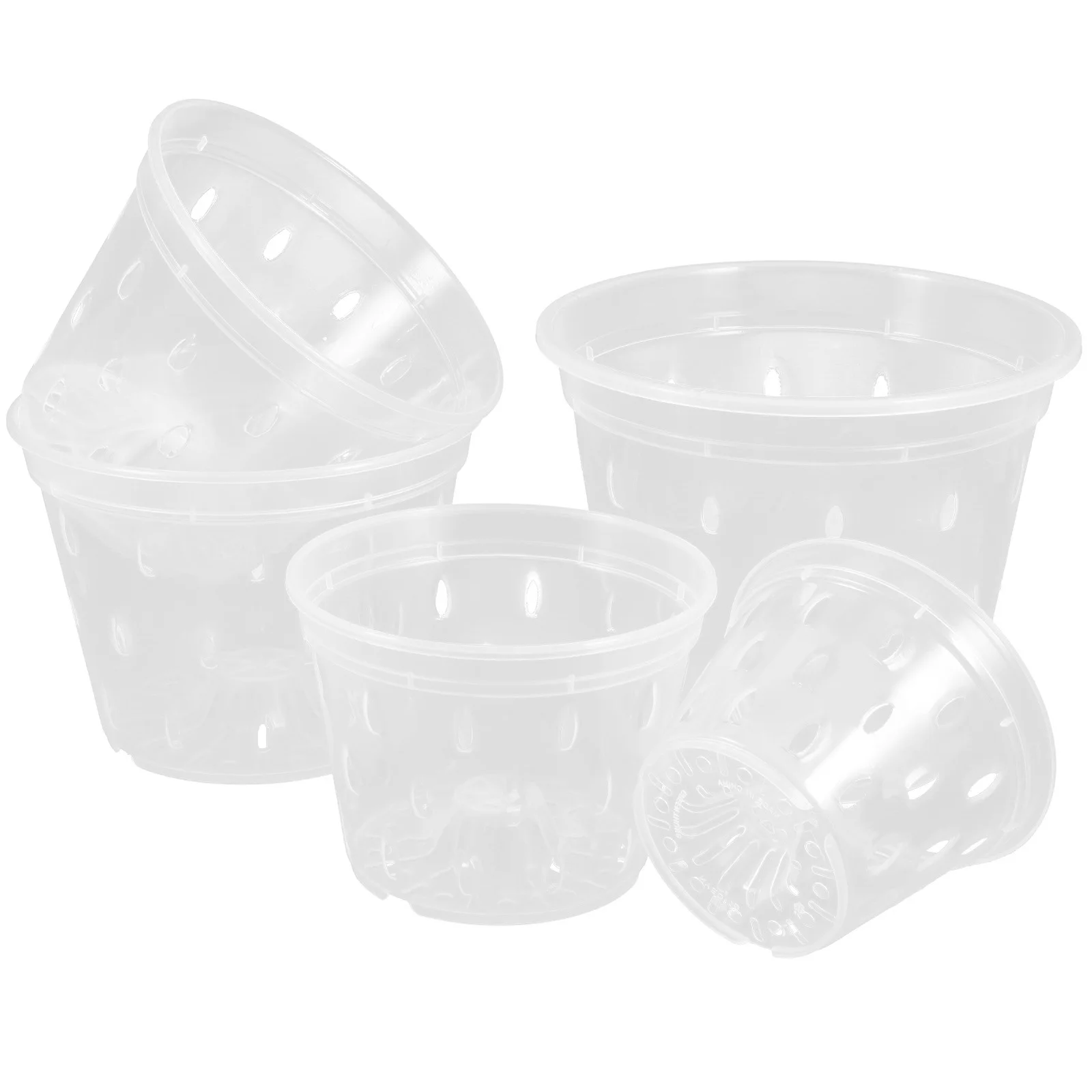 

5pcs Clear Plastic Garden Pots Drainage Holes Breathable chid Flower Pot Small Size PP Material Plant Containers