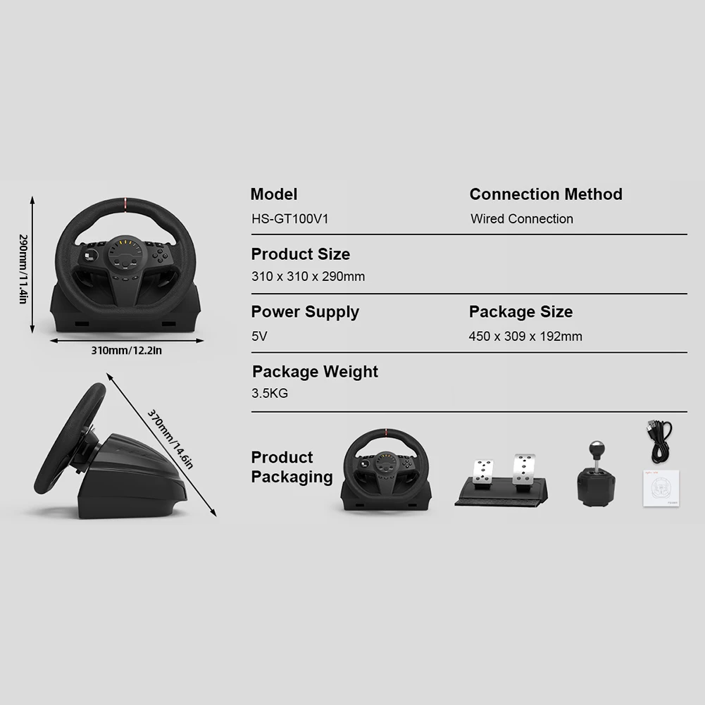 270 °   عجلة قيادة لعبة دواسة السيارة Simracing عجلة قيادة السباق للكمبيوتر الشخصي PS3/PS4/Switch/Xbox One/Xbox Series X/S