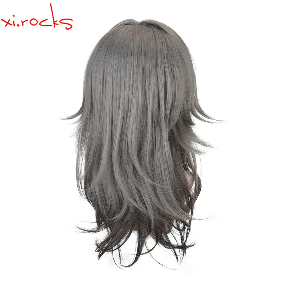 Xi.Rocks X117 Game Honkai Star Rail Trailblazer Cosplay Wig Gray Gradient Heat Resistant Synthetic Wig for Halloween Costume Par