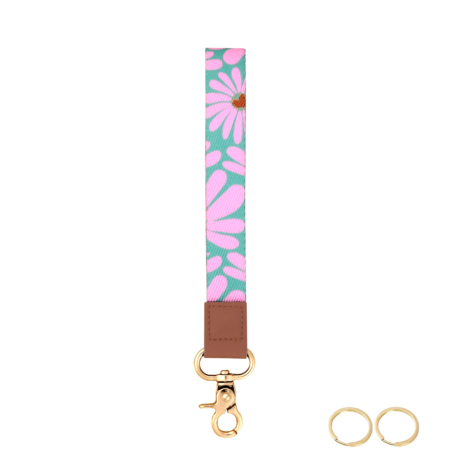 Chaveiro com pulseira de margarida rosa, cordão pendurado para chaves de carteira, corda suspensa, alça de telefone celular, acessórios de presente