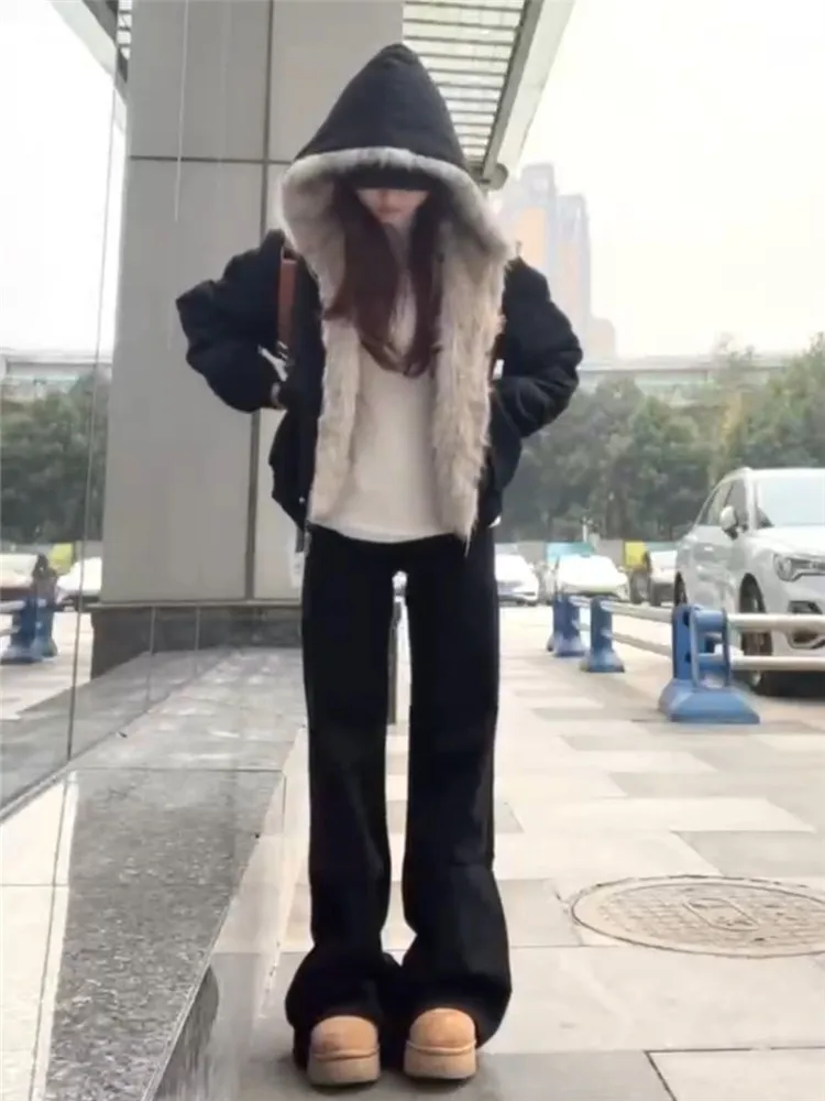 

Low Waist Flared Jeans Women's Loose Long Slimming High Waist Extended Wide Leg Dragging Pants Spring Season Dark Wash