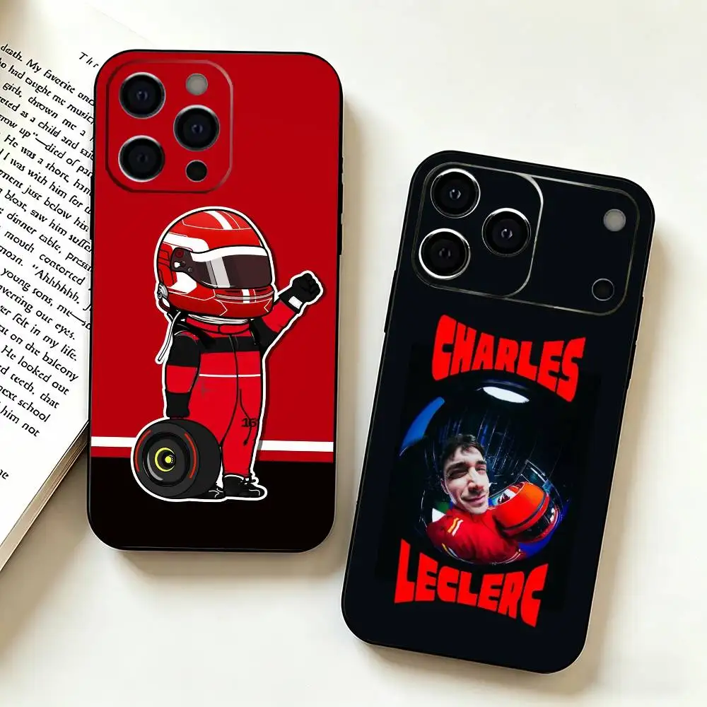 Driver number 16 C-Charles Leclerc Phone Case For iPhone 17,16,15,14,13,12,11 Plus,Pro Max,XS,Soft Silicone Black Cover