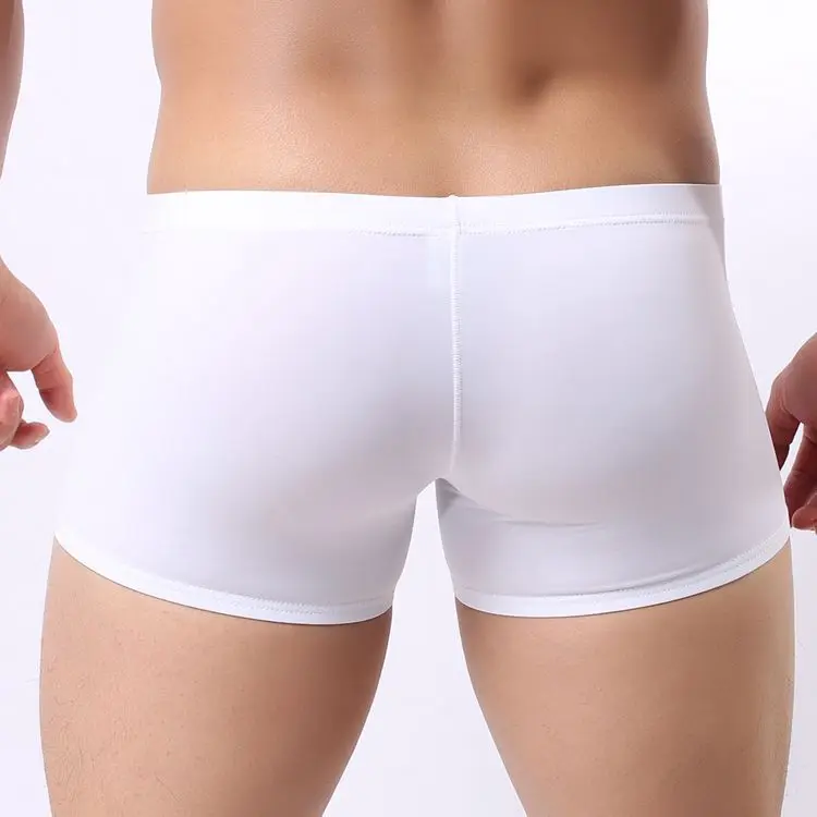 Hodensack Loch Elefanten Nase Männer Sexy Unterwäsche Boxer Shorts Ice Seide Höschen Atmungs Flachbau Dessous Männlich Schwarz Weiß xxl