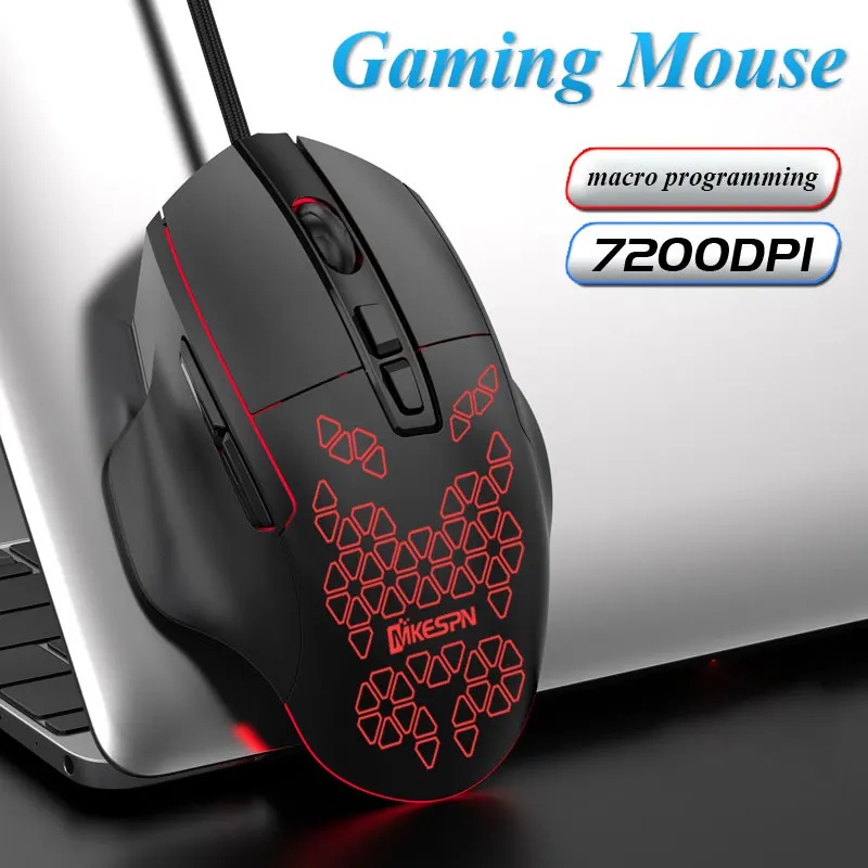 

RGB Wired Macro Definition Games Mouse 7-Button Office Comfortable Touch Luminous Mouse Durable Braided Wire Computer Accessorie