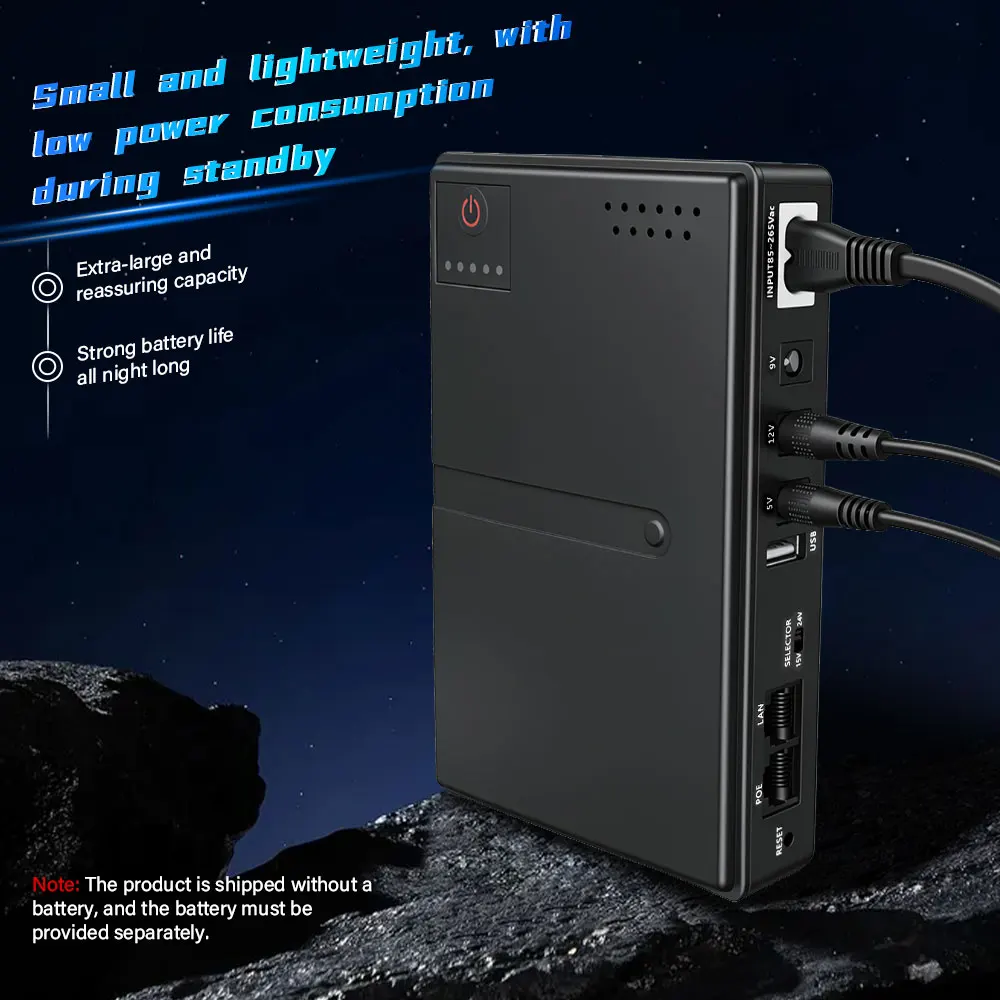 UPS Uninterruptible Power Support 5V/9V/12V Backup Battery Power Supply for Router/Modem/Security Camera (Without Battery) view 3