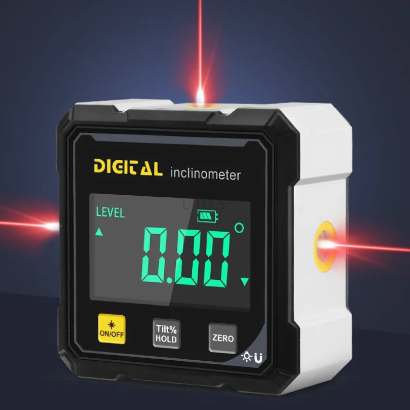 Upgraded 3-Side Linear Laser Magnetic Electronic Angle Finder High Precision Digital Inclinometer Digital Level Slope Gauge Tool