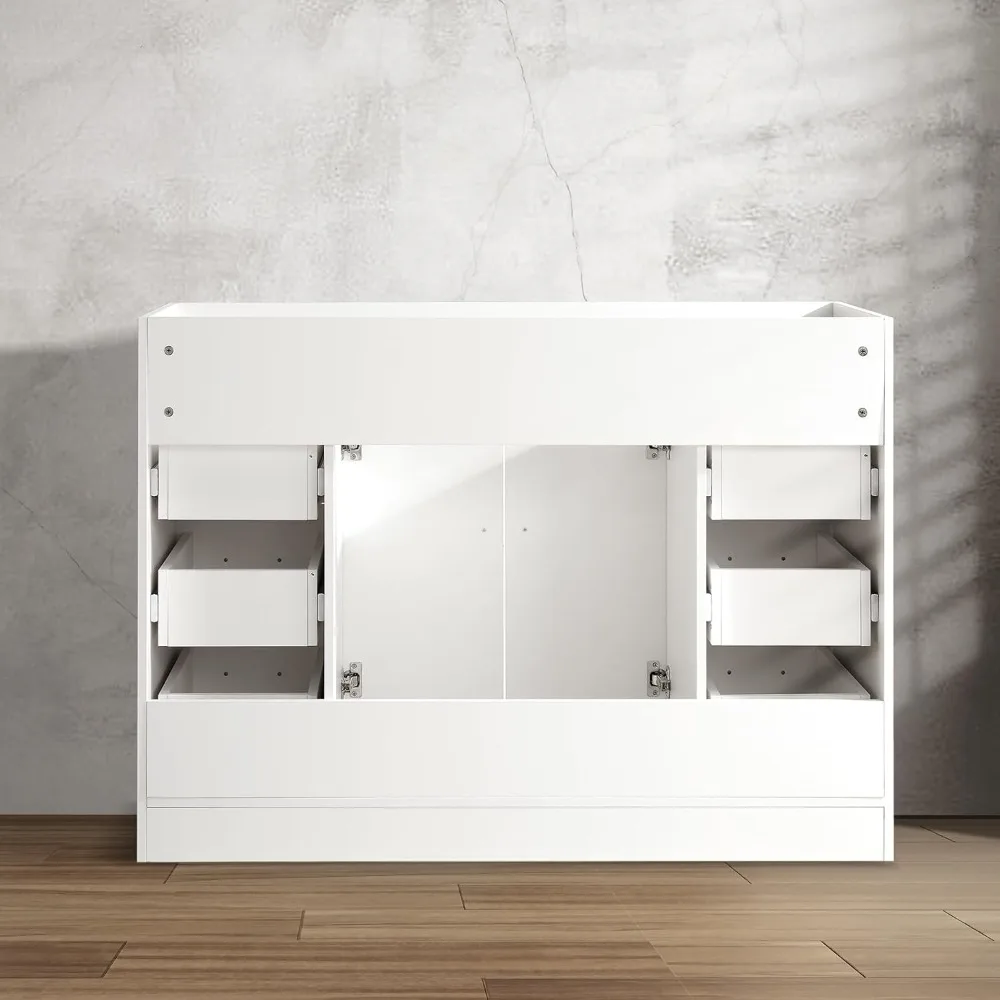 

48" Bathroom Vanity Without Sink,Bathroom Storage Cabinet with 2 Soft Closing Doors & 6 Full Extension Drawers,White