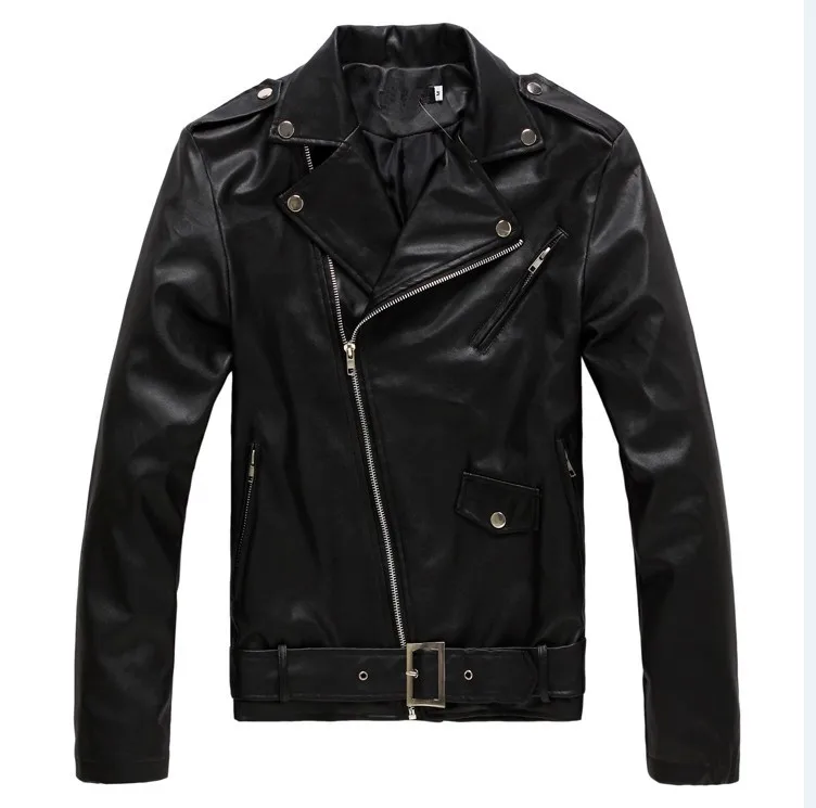 Spring and Autumn Winter Korean Version Men's Leather Jacket Slim Locomotive PU Washed Leather Jacket