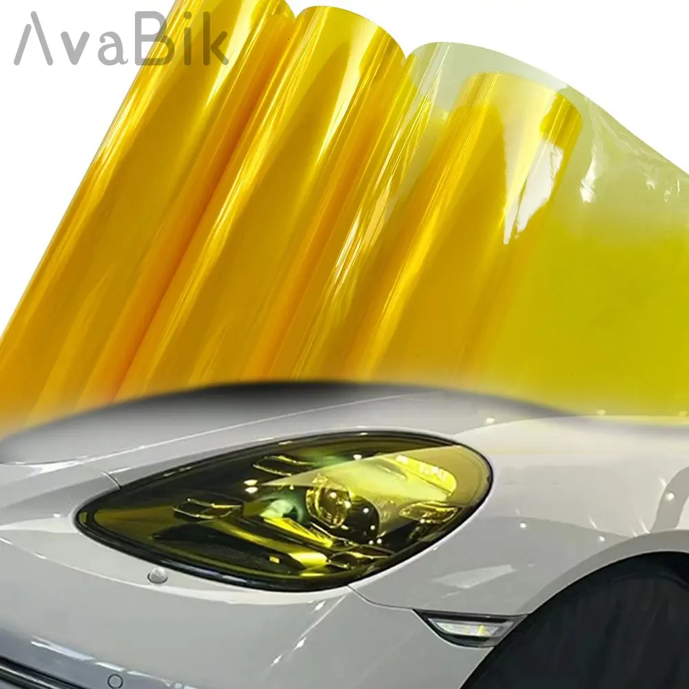 PPF Auto-Styling Gelbe Tönungsfolie für Scheinwerfer Hochwertige TPH-Vinylfolie für Rücklichter und Nebelscheinwerfer Schutzfolie Einfach zu Klebende Aufkleber
