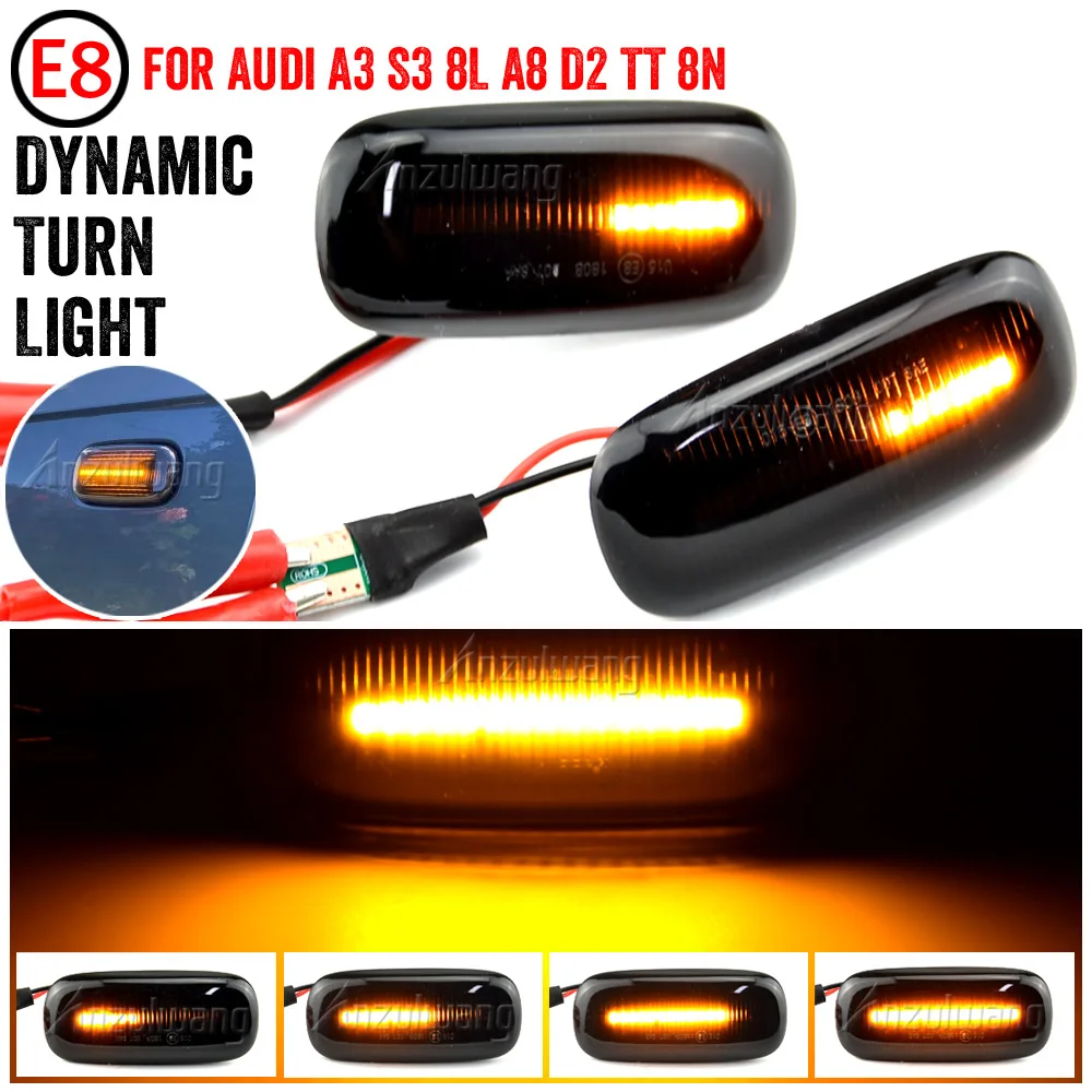 Flowing Sequential Led 2Pcs Car Dynamic Flashing Blinker Side Marker Light For Audi A2 A3 8L A4 B5 A6 4B C5 A8 4D TT 8N