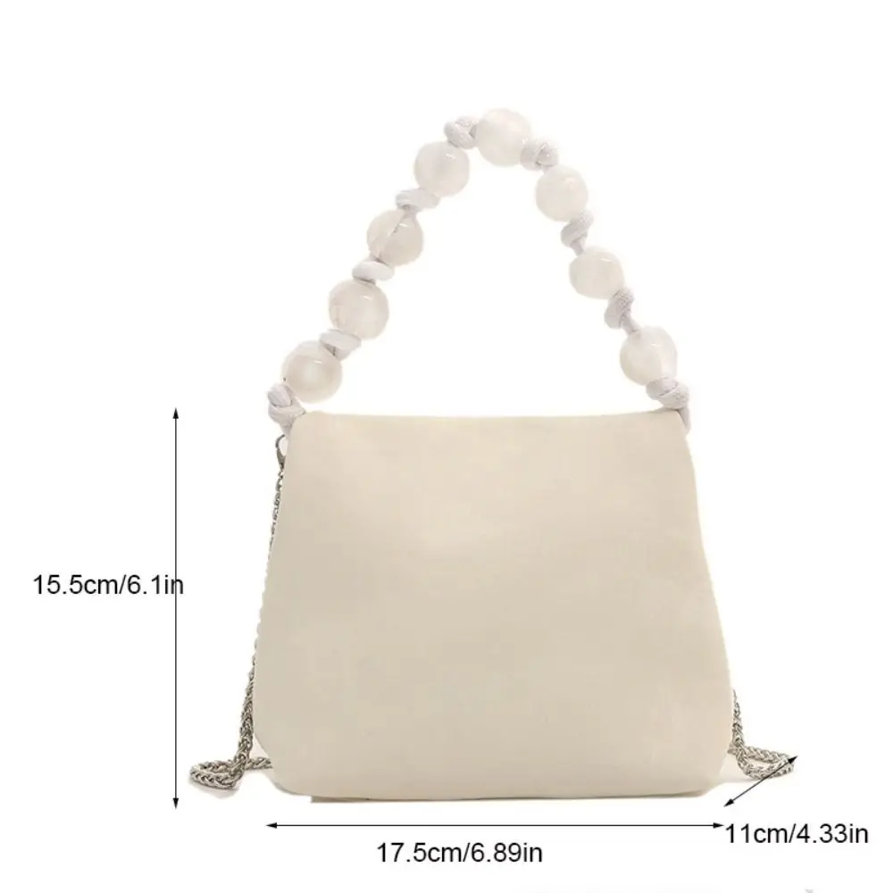 Bolso de mano con asa de perlas de cadena, bolso cuadrado pequeño de estilo coreano, bolso de nube, bolso de almacenamiento de maquillaje, bolso de hombro, bolso cruzado diario para mujer