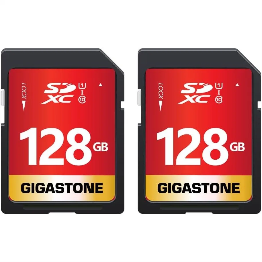 SD Card 128GB 2-Pack UHS-I U1 Class 10 SDXC Memory Card High Speed Full HD Video for Camera