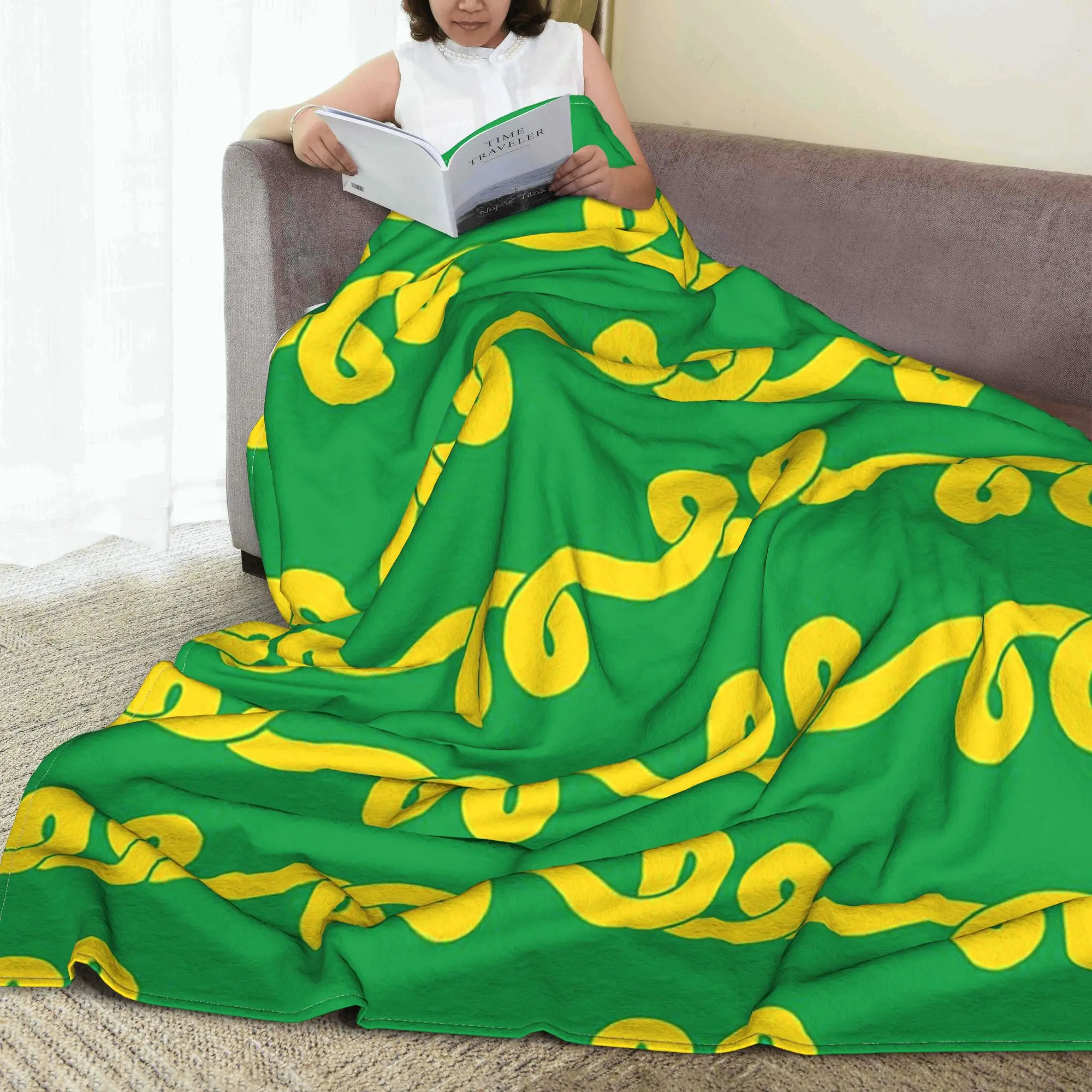 Loopy Scribble -Yellow and Green Blankets Breathable Fleece Sofa Throw Blanket for Couch Bedding Outdoor Throws Bedspread Quilt